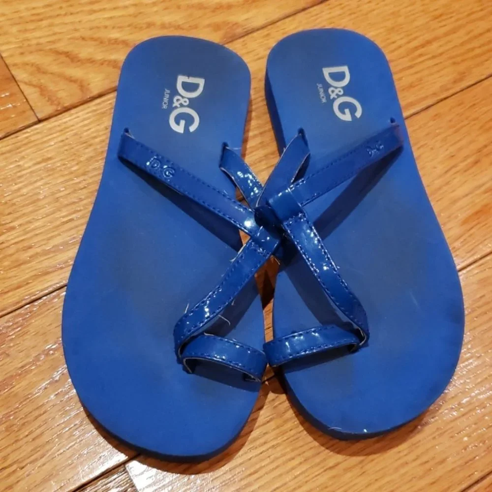 DOLCE & GABBANA JUNIOR BLUE FLIP FLOPS SIZE 10